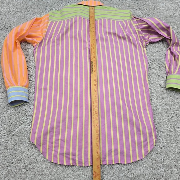 Vtg Robert Talbott Shirt Mens S 90s Colorblock Striped Cotton‎ Retro Statement - Picture 10 of 12